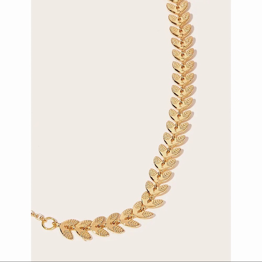 Gold Y Necklace Leaf with Pearl Pendant - Picture 3 of 5
